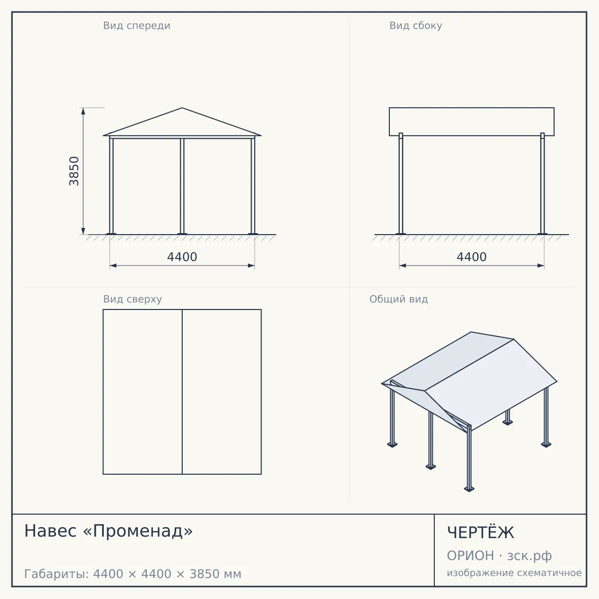 Навес «Променад» — чертёж
